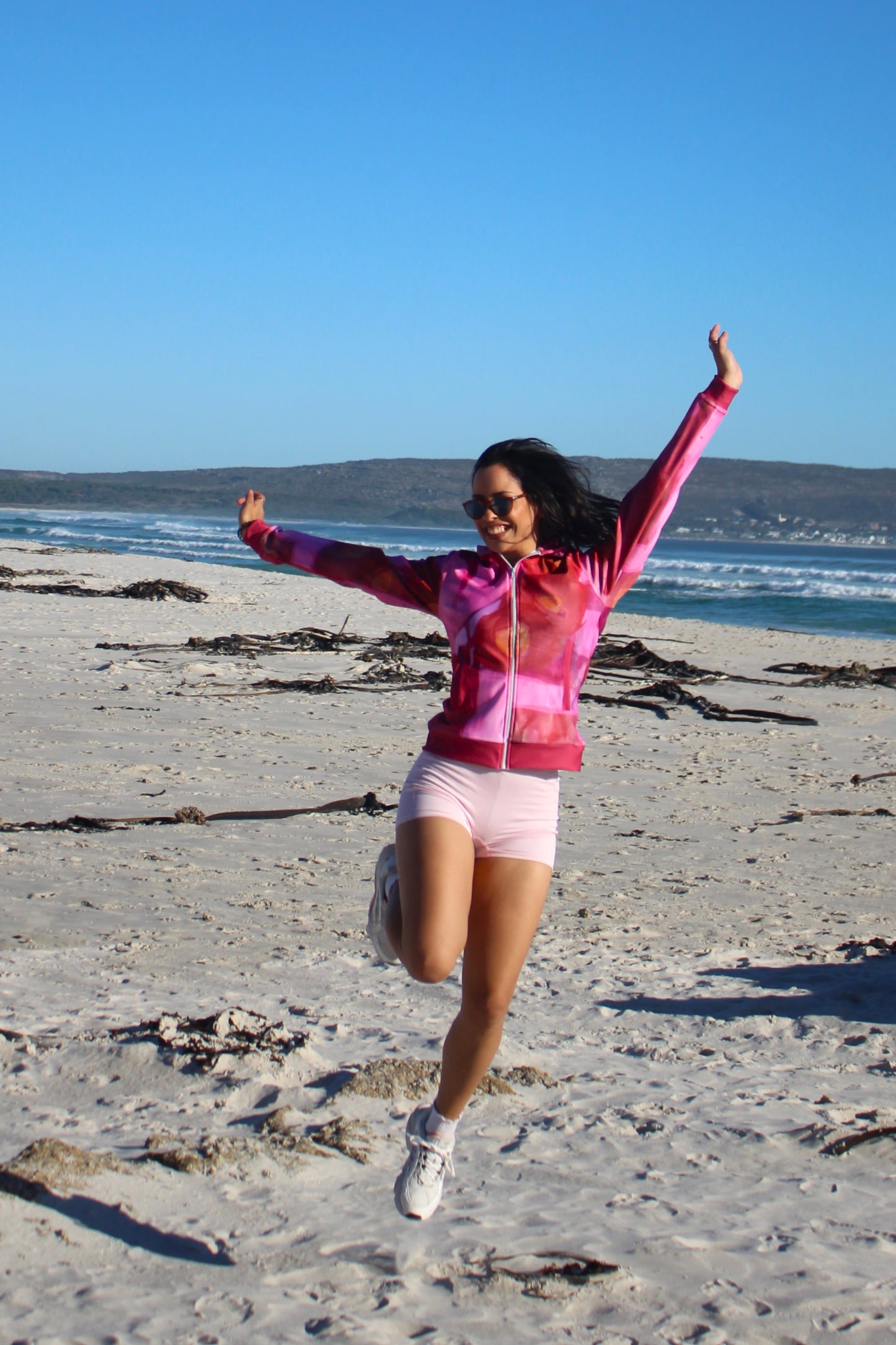 Unisex Zip Hoodie - Pink Square
